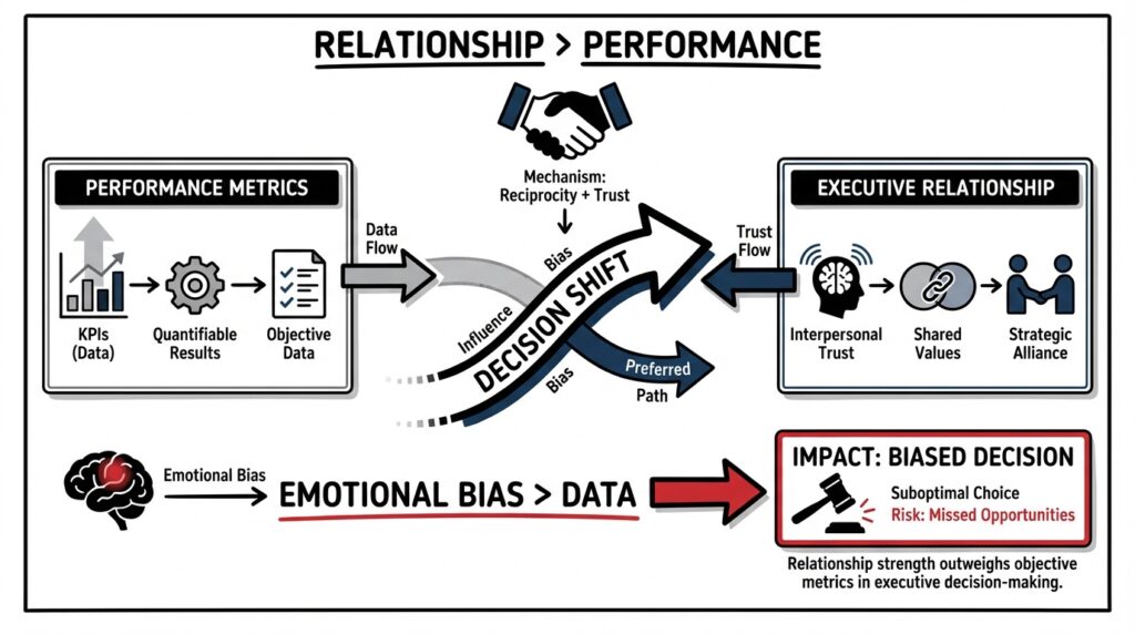 BPO performance framing showing improvement versus baseline compared to higher industry benchmark creating perception bias