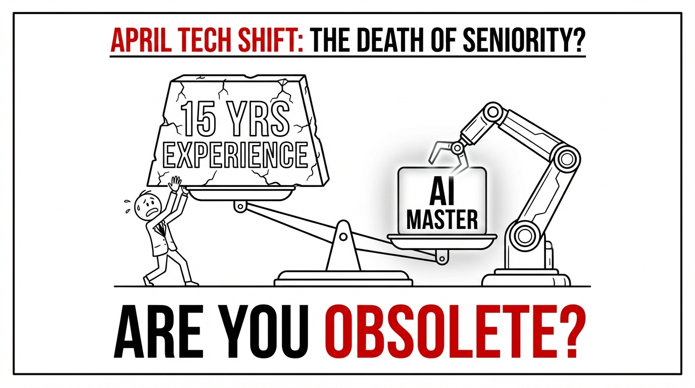 Professional sketchnote of a corporate professional balancing between the Manual Era and the AI-Native Era for CGH Weekly Tech Round Up